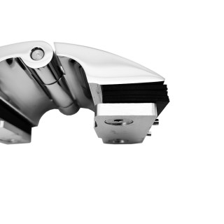 Петля Европа FDP-113 стекло-стекло 180° с крышками, латунь/хром