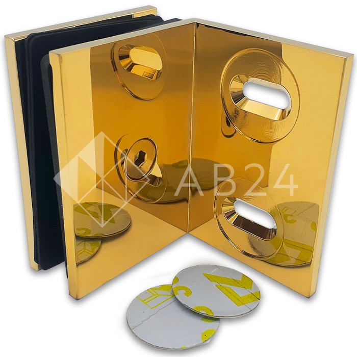 Коннектор для стекла Пегас FDK-132, стекло-стена 90°, 70х50 мм, латунь/золото