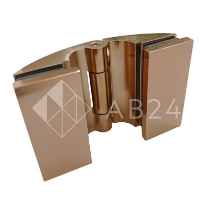 Петля Европа FDP-113 стекло-стекло 180° с крышками, латунь/матовое розовое золото