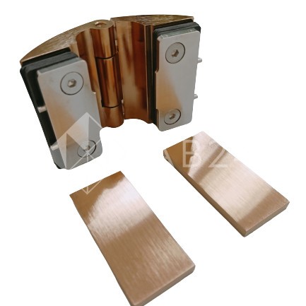 Петля Европа FDP-113 стекло-стекло 180° с крышками, латунь/матовое розовое золото