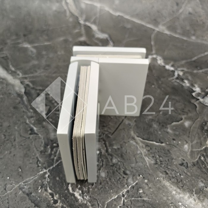 Петля Аврора FDP-184 стекло-стекло 90° с крышками, латунь/белый