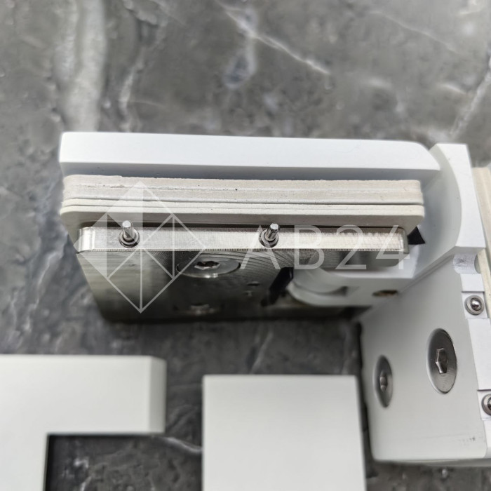 Петля Аврора FDP-184 стекло-стекло 90° с крышками, латунь/белый