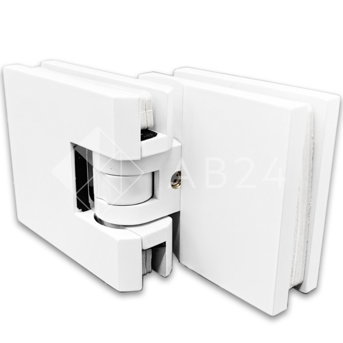 Петля Аврора FDP-184 стекло-стекло 90° с крышками, латунь/белый