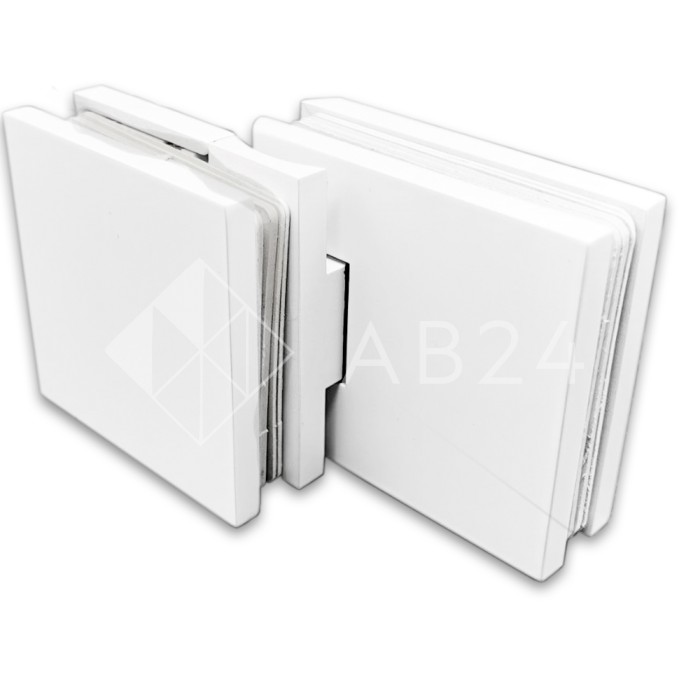 Петля Аврора FDP-184 стекло-стекло 90° с крышками, латунь/белый