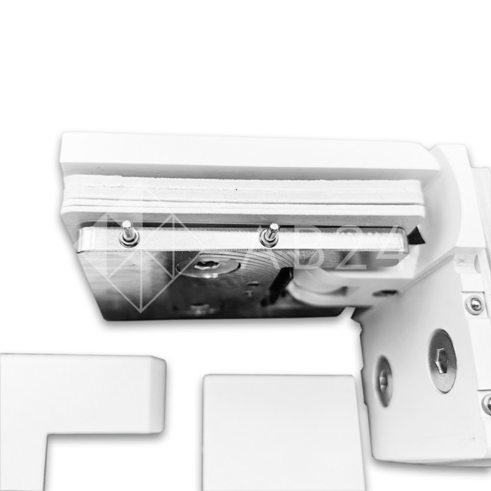 Петля Аврора FDP-184 стекло-стекло 90° с крышками, латунь/белый