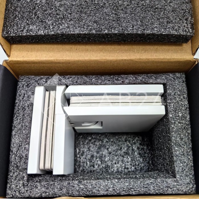 Петля Аврора FDP-184 стекло-стекло 90° с крышками, латунь/белый