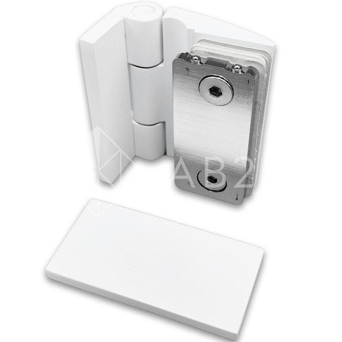 Петля Европа FDP-118 стена-стекло 90° с крышками, латунь/белый