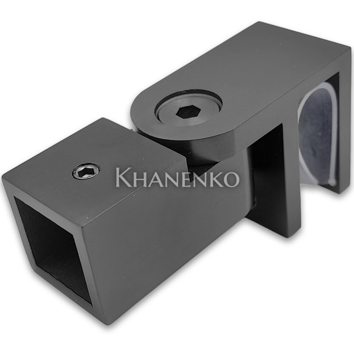Держатель стекла FDC-50E, 15х15 торцевой 0°-180° ЭКОНОМ, нержавейка/оружейная сталь