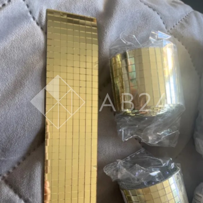 AV405: Зеркальная мозаика, лента самоклеющаяся, длина 1 м, золото