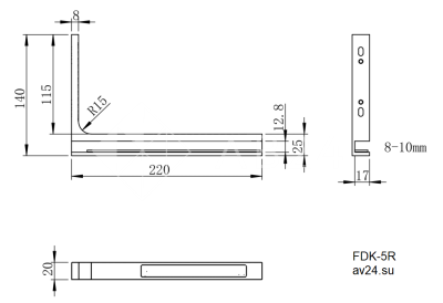 Угловой стабилизатор Диор FDK-5R стена-стекло 90˚ правый, нержавейка/белый