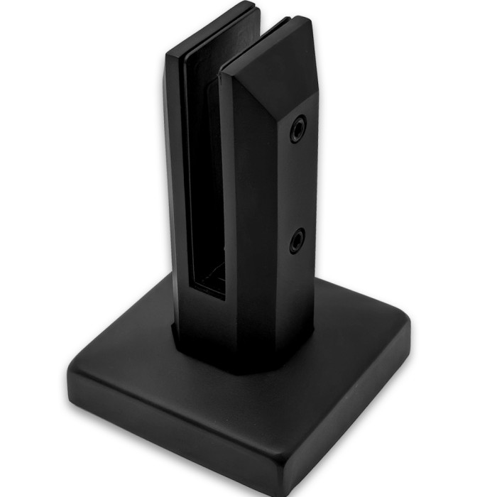 Стойка FOS-102 ПРЕМИУМ для стекла напольная, 100х158 мм, без сверления, дюплекс/черный