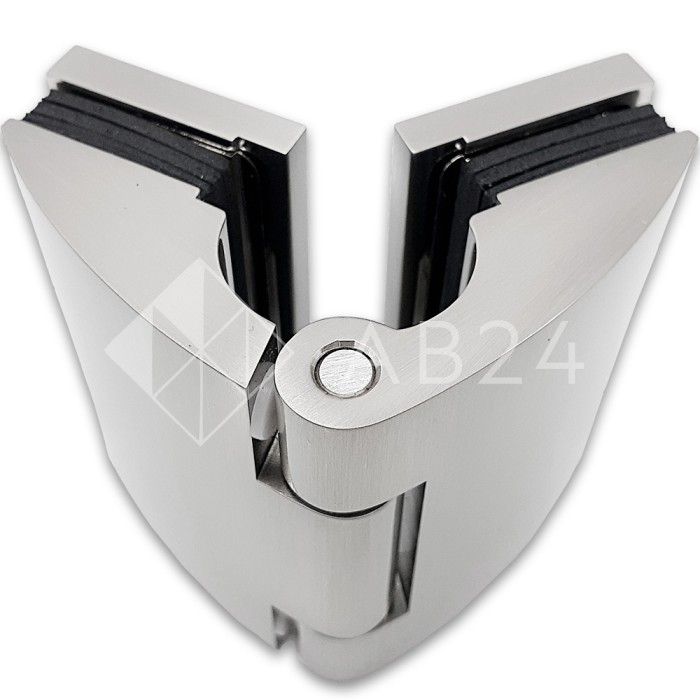 Петля Европа FDP-113 стекло-стекло 180° с крышками, латунь/матовый