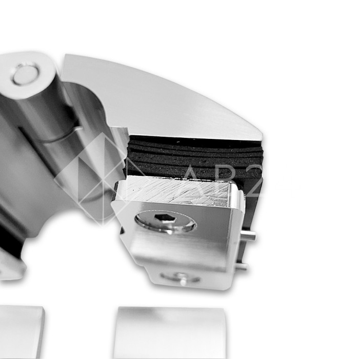 Петля Европа FDP-113 стекло-стекло 180° с крышками, латунь/матовый