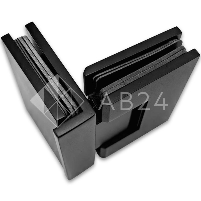 Петля Альфа α FDP-153 Премиум стекло-стекло 90°, нержавейка/черный