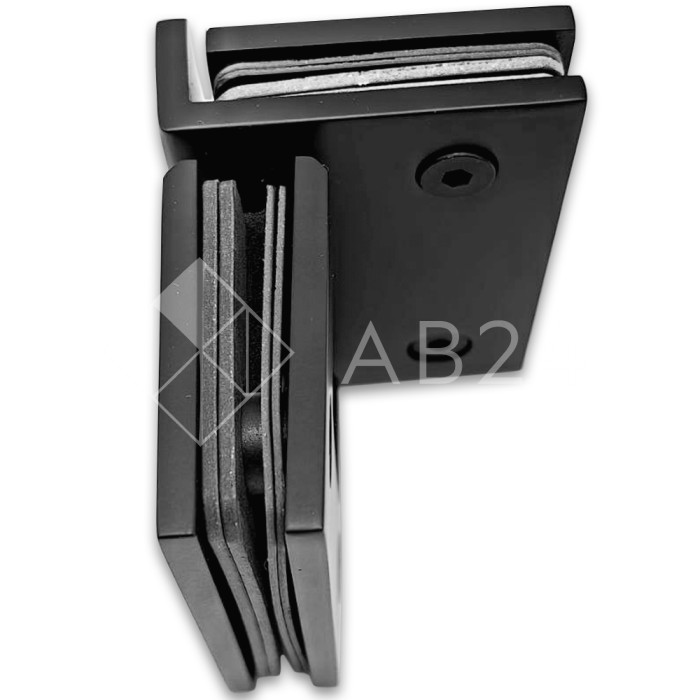 Петля Альфа α FDP-153 Премиум стекло-стекло 90°, нержавейка/черный