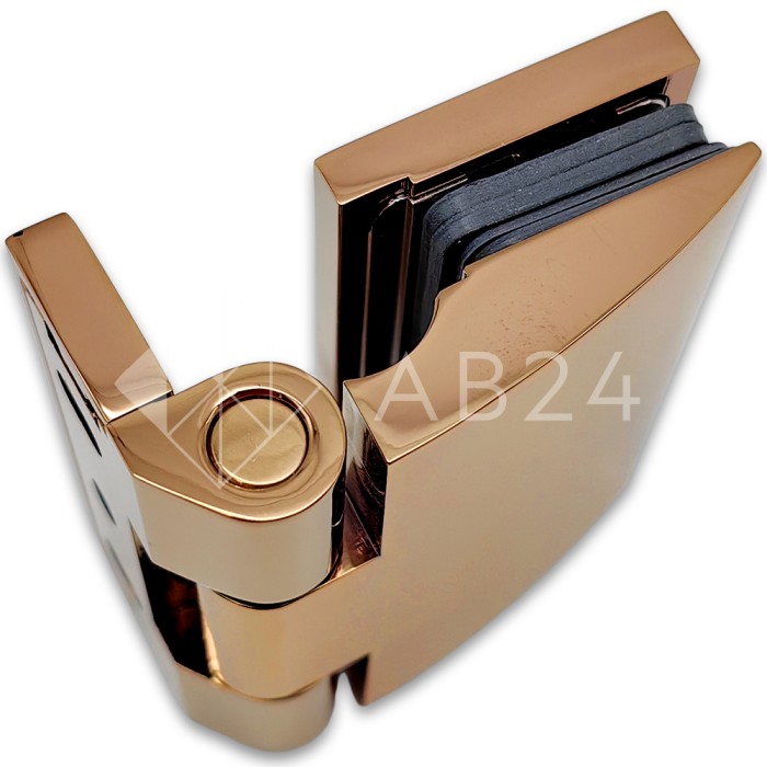 Петля Европа FDP-118 стена-стекло 90° с крышками, латунь/розовое золото