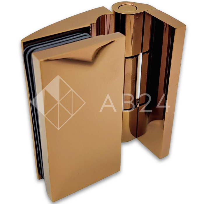 Петля Европа FDP-118 стена-стекло 90° с крышками, латунь/розовое золото