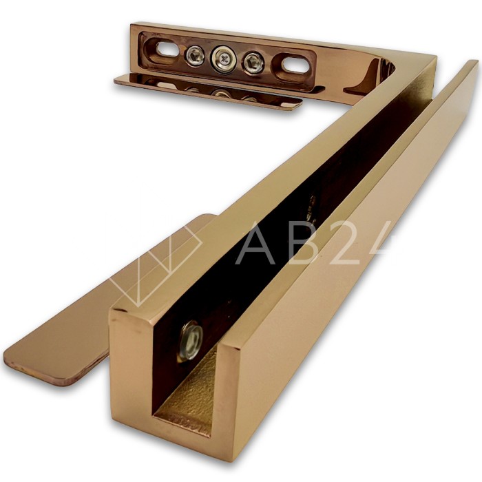 Угловой стабилизатор Диор FDK-4L стена-стекло 90° левый, нержавейка/розовое золото