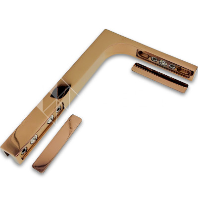 Угловой стабилизатор Диор FDK-4L стена-стекло 90° левый, нержавейка/розовое золото