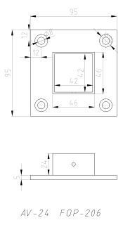 Фланец FOP-206 настенный 40х40 мм, нержавейка/полированный