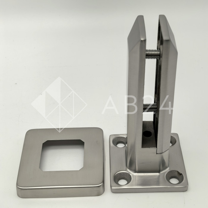 Стойка FOS-05 для стекла напольная 90х190 мм со сверлением и регулировкой, дюплекс/матовый