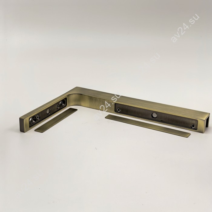 Угловой стабилизатор Диор FDK-5R стена-стекло 90˚ правый, нержавейка/бронза