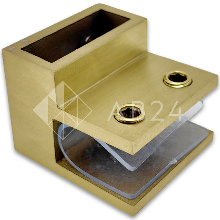 Держатель стекла FDC-33 торцевой 30х10 горизонтальный, нержавейка/брашированное золото (светлее)