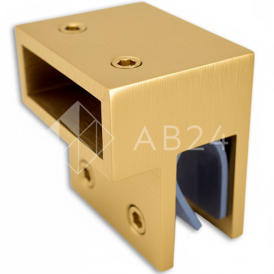 Держатель стекла FDC-33 торцевой 30х10 горизонтальный, нержавейка/брашированное золото (светлее)