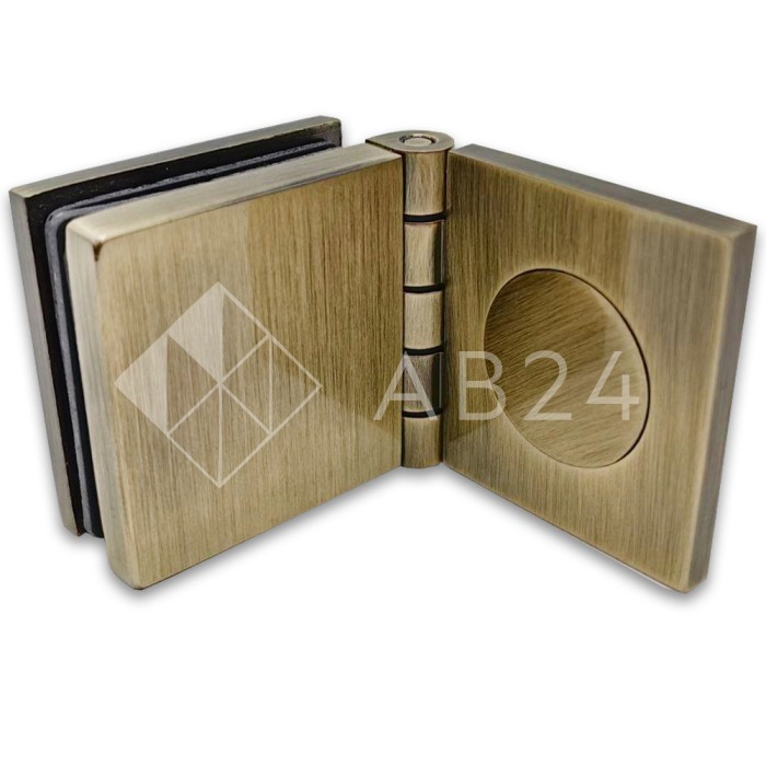 Коннектор для стекла Пегас FDK-100, 45х45 мм стена-стекло 0°-180°, латунь/бронза