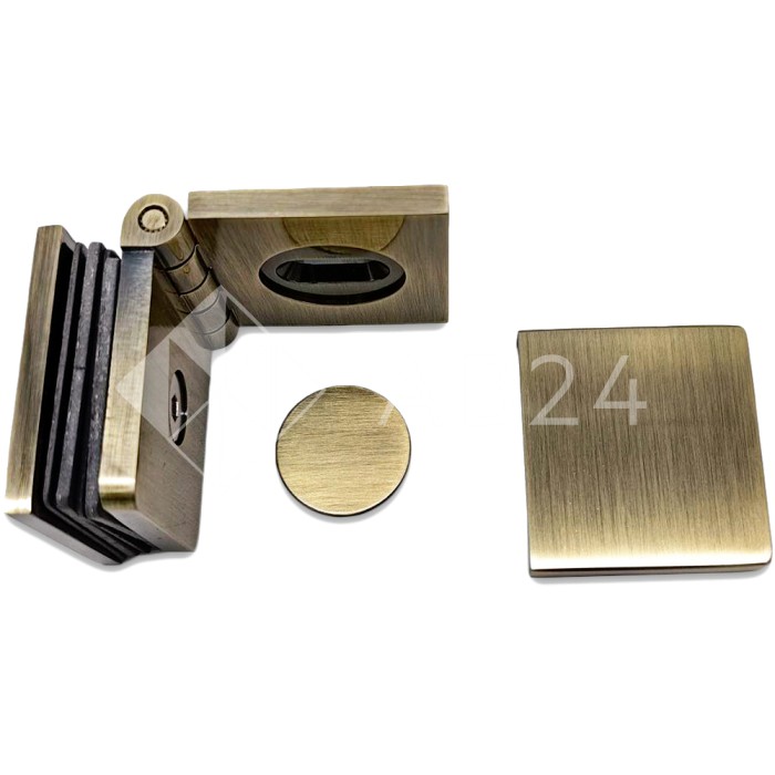 Коннектор для стекла Пегас FDK-100, 45х45 мм стена-стекло 0°-180°, латунь/бронза