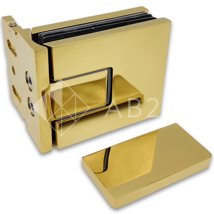 Петля Сирена FDP-210 стена-стекло 90° с крышками с бок. креплением, латунь/золото