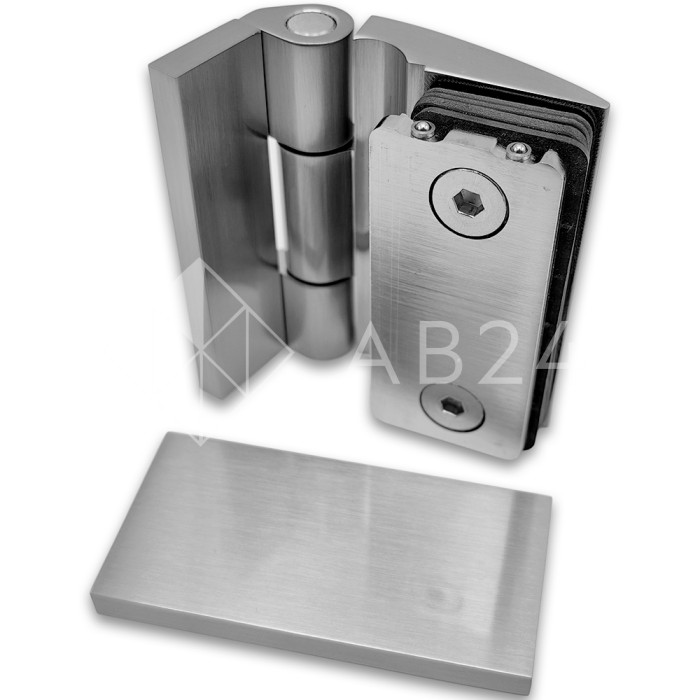 Петля Европа FDP-118 стена-стекло 90° с крышками, латунь/матовый