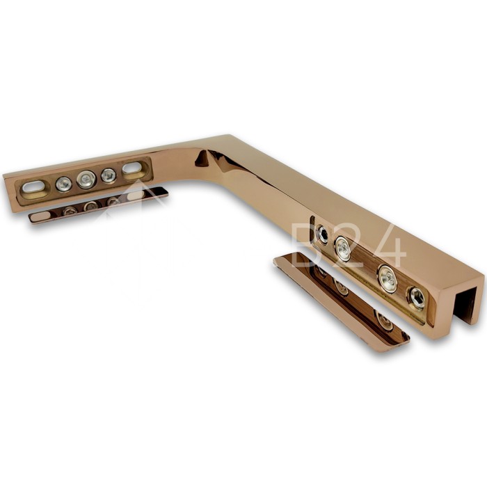 Угловой стабилизатор Диор FDK-4R стена-стекло 90° правый, нержавейка/розовое золото