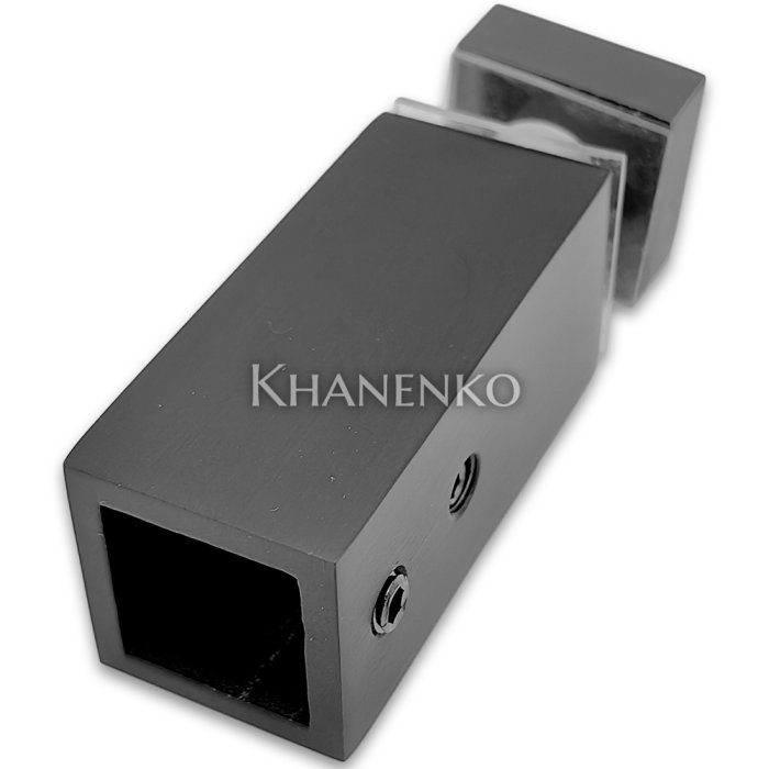 Крепление FDC-54E трубы 15х15 к стеклу ЭКОНОМ, нержавейка/оружейная сталь