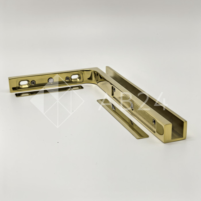 Угловой стабилизатор Диор FDK-5L стена-стекло 90˚ левый, нержавейка/золото