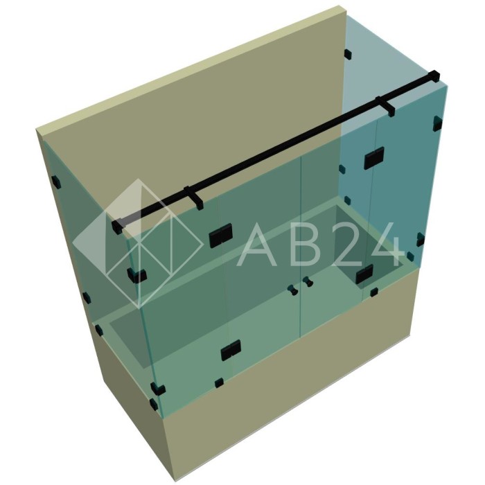 Стеклянная шторка для ванной DK-706К на коннекторах