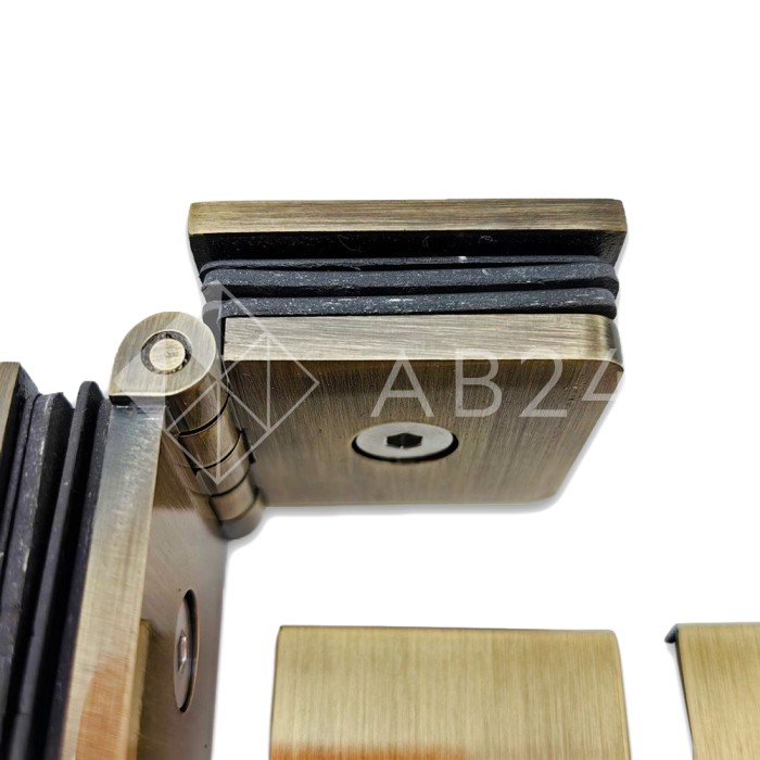 Коннектор для стекла Пегас FDK-101, 45х45 мм стекло-стекло 0°-180°, латунь/бронза