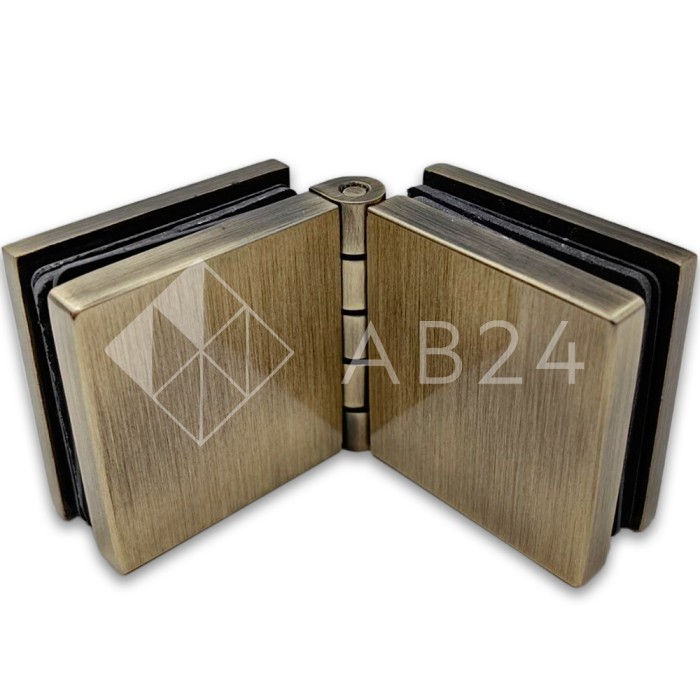 Коннектор для стекла Пегас FDK-101, 45х45 мм стекло-стекло 0°-180°, латунь/бронза