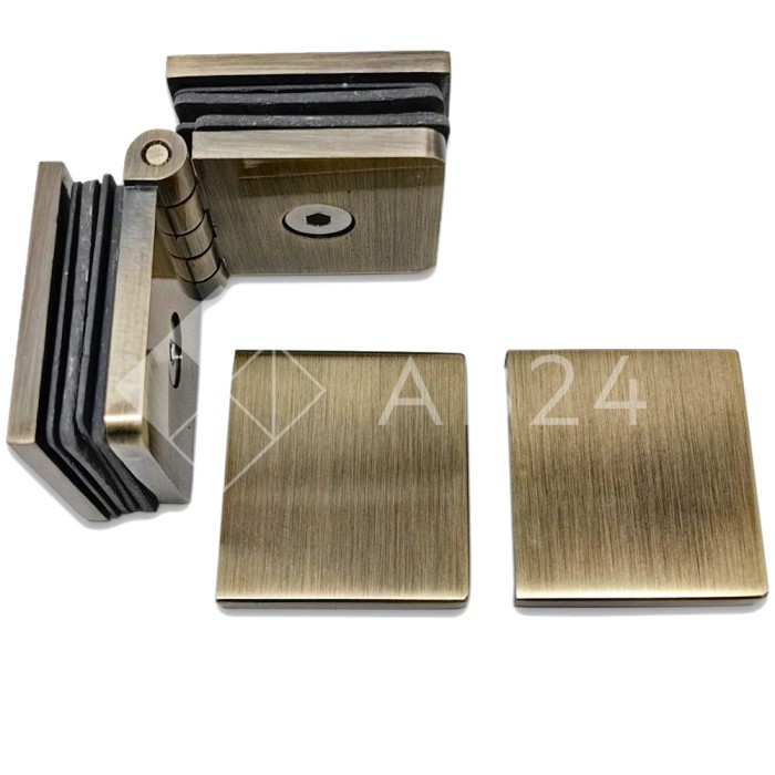 Коннектор для стекла Пегас FDK-101, 45х45 мм стекло-стекло 0°-180°, латунь/бронза