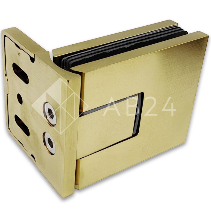 Петля Сирена FDP-210 стена-стекло 90° с крышками с бок. креплением, латунь/брашированное золото