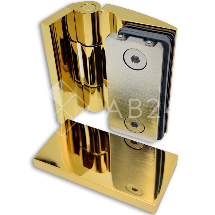 Петля Европа FDP-118 стена-стекло 90° с крышками, латунь/золото