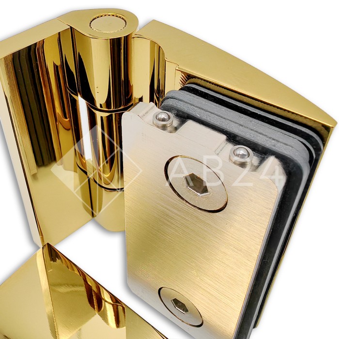 Петля Европа FDP-118 стена-стекло 90° с крышками, латунь/золото