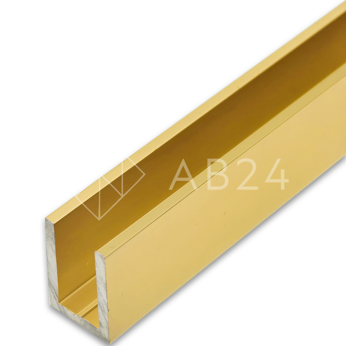 FDPA-51.22-DEF AL/TP: Профиль с дефектом для стекла 19х12х1,75, длина 2,2 м, алюминий/золото