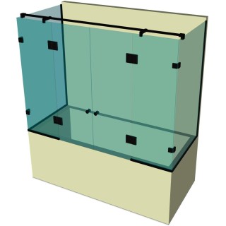 Стеклянная шторка для ванной DK-706P в опорном профиле