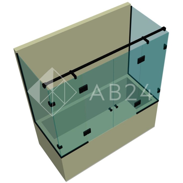 Стеклянная шторка для ванной DK-706P в опорном профиле