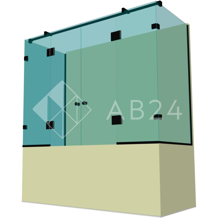 Стеклянная шторка для ванной DK-706P в опорном профиле