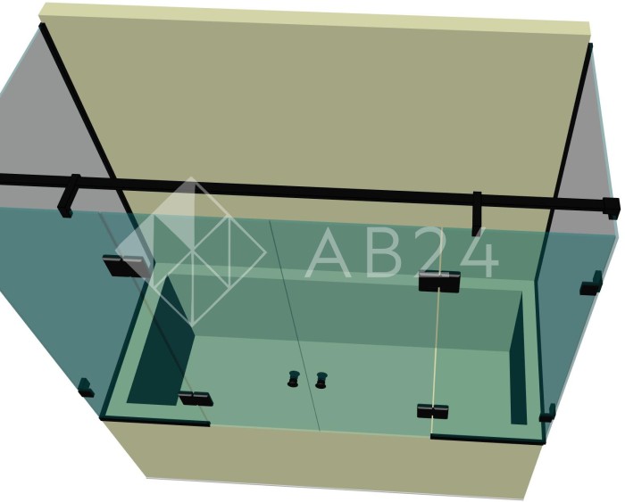 Стеклянная шторка для ванной DK-706P в опорном профиле