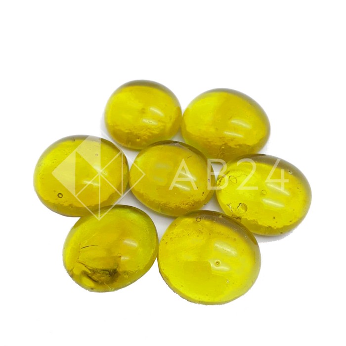 Стеклянные желтые капли диаметр 17-19 мм, 100 г