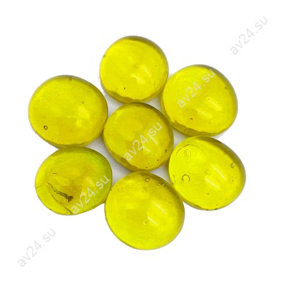 Стеклянные желтые капли диаметр 17-19 мм, 100 г