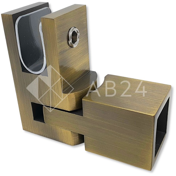 Держатель стекла FDC-52, 15х15 торцевой регулируемый, нержавейка/бронза